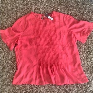 Pink (“honeysuckle”) pleated blouse